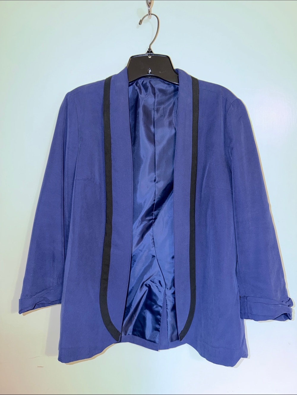 Express Royal Blue Open-Front Blazer with Black Trim